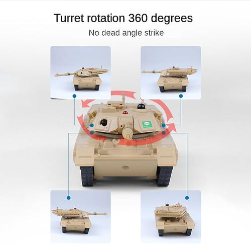 2.4GHz Mini RC Tank Toy with LED and Rotating Turret. The Ultimate Military Toy for Boys and Girls (Yellow)