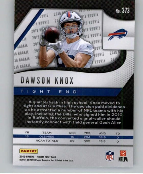 2019 Panini Prizm #373 Dawson Knox RC Rookie Buffalo Bills NFL Football Trading Card