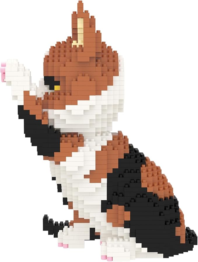 Larcele Cat Micro Building Blocks Animal Set DIY Mini 3D Building Toy Bricks Kit1137 Pieces KLJM-05 (Red Tabby)