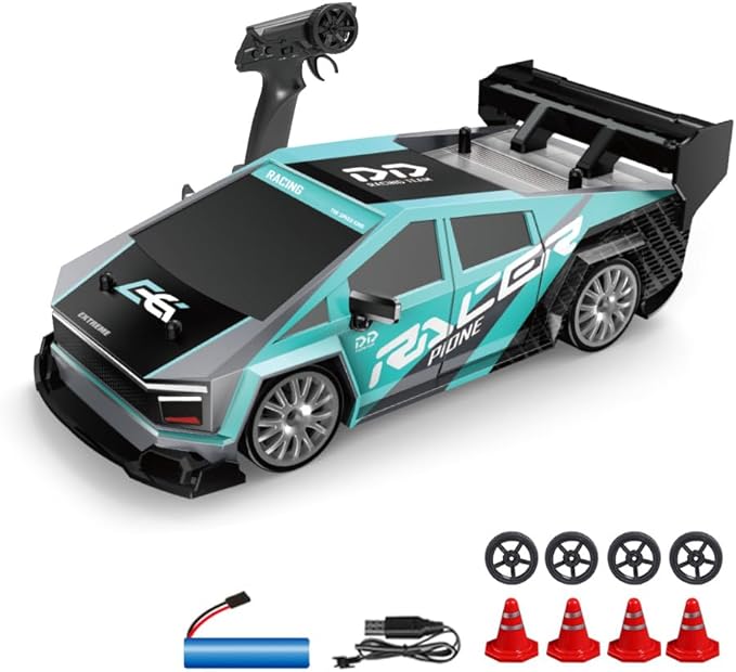 1:24 Scale RC Drift Car 30KM/H 4WD 2.4GHz Remote Control Cars with LED Light Racing and 4 Drifting Wheels High Speed RC Racing Cars Perfect Toy Gift for Teen Adults
