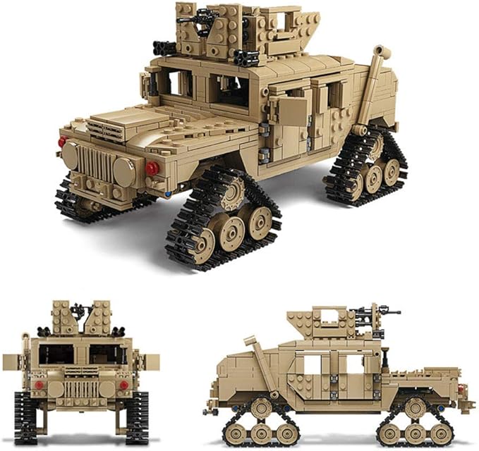 Feleph M1A2 Tank Set Military Model Kit 1:28 Scale WW2 Army Custom Vehicles Set 2-in-1 Tank Hummer Building Bricks Toys for Model Lovers (1463 Pieces)