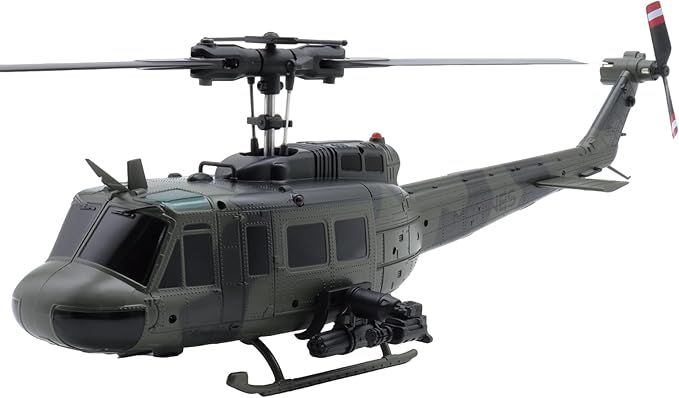C032 UH-1 Huey RC Helicopter 1/48 Scale 6-Channel Brushless Helicopter with Optical Flow Positioning One Click Inverted Flight &amp Gyro Stabilized 3D Stunt Military Aircraft Model for Adults