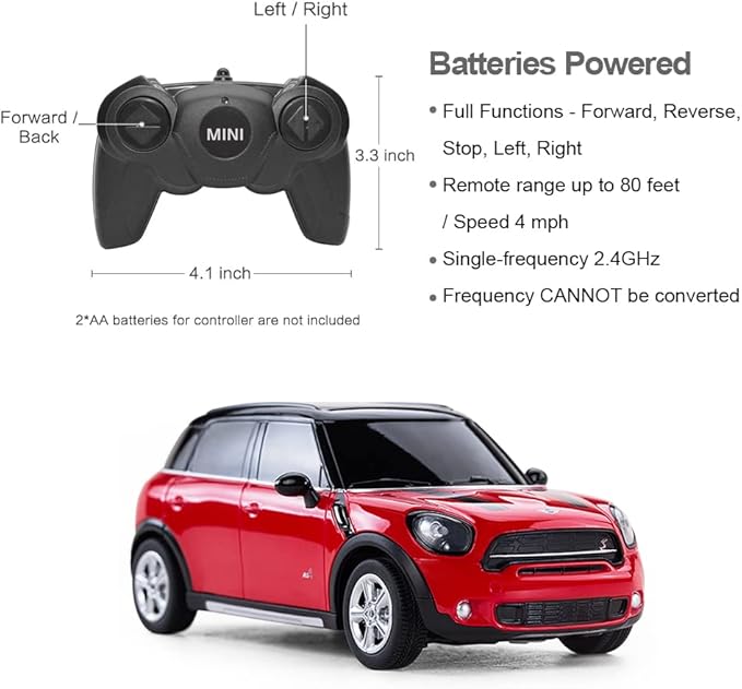 RASTAR BMW 1:24 RC Cars Remote Control Mini Cooper Countryman Model Car Toy Mini Cooper Car for Kids Red