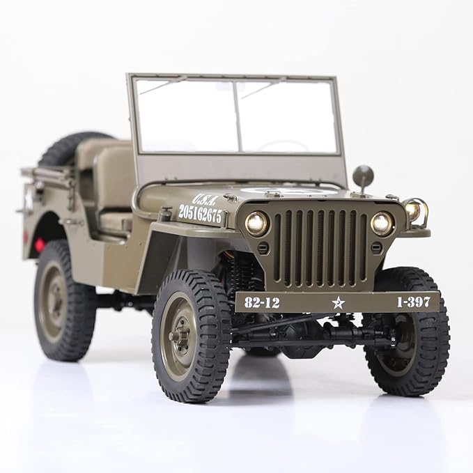 RocHobby 1/6 1941 MB Scaler RC Car 4x4 Hobby Grade RC Car Mini RC Rock Crawler Military RC Truck with 550 Brushed Motor LED Lights for Adults RS