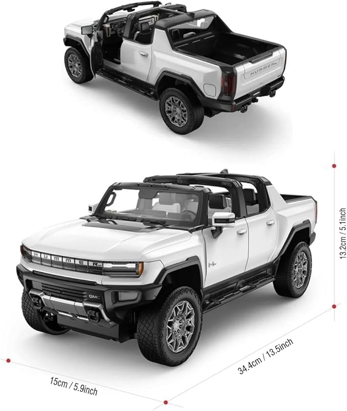 1/16 RC Raing Car for Hummer EV Remote Control Alloy Car with Crab Walking Model 4.8V 600mAh Vehicle Adult Collectible (1/16 White)