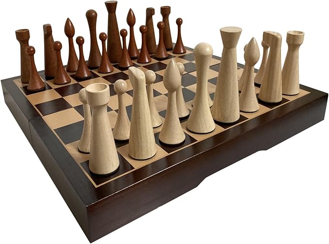 Luxurious 20 inch Real Luxurious Original Colored Solid Wooden Chess Set. Durable Handmade Chess Board Game Sets with Storage Slots for 5.2” Weighted &amp Elegant Designed Wooden 34 Pieces (C20L)