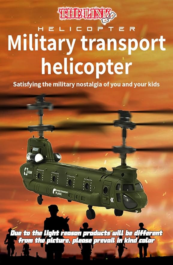 RC Helicopter S026H Dual-Rotor Transport Aircraft 2.4G 3CH Remote Control Military Aerocraft Model (RTF Version/Army Green)