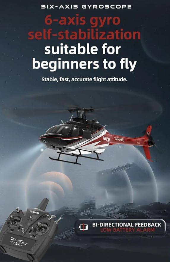 Hanll YUXIANG F08 Bell 206 RC Helicopter for Adults 1/27 2.4G 6CH Brushless Direct-Drive 6G Flybarless RC Helicopter with 6-Axis Gyro Optical Flow Positioning RTF/ 2 Battery