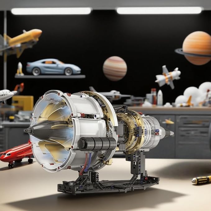 Aircraft Engine Model Kit that Runs - Jet Turbofan Visible Mini Engine with Motor &amp APP Control - Idea Mechanical Gifts Compatible with Lego AirplaneAerospace MOC Engineering Set for Adults