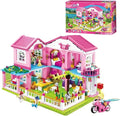 SlubanKids Girls Dream Villa Building Sets for Kids Colorful 3D 896 Pc Stackable Toys DIY Villa Building Creative Play Includes People DIY Design Building Kit Play Set Toys for Kids Aged 6-12