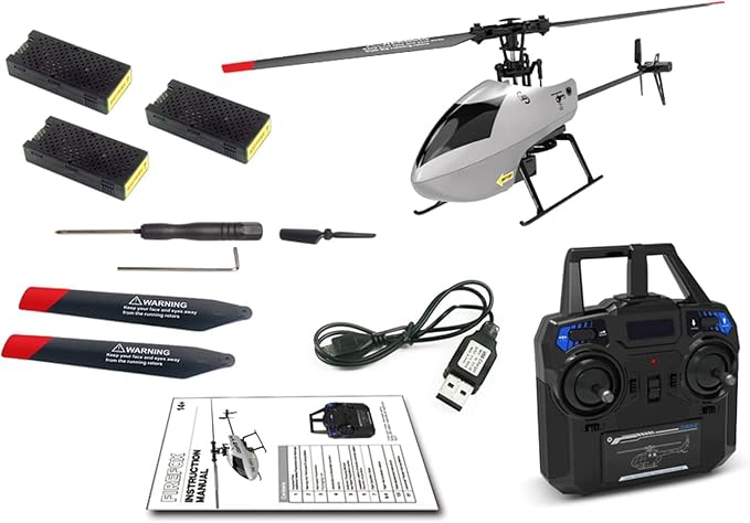 GoolRC C129 V2 RC Helicopter 4 Channel Remote Control Helicopter with 6-Axis Gyro 2.4GHz RC Aircraft with 3D Flips Altitude Hold One Key Take Off/Landing and 3 Batteries for Adults and Beginners