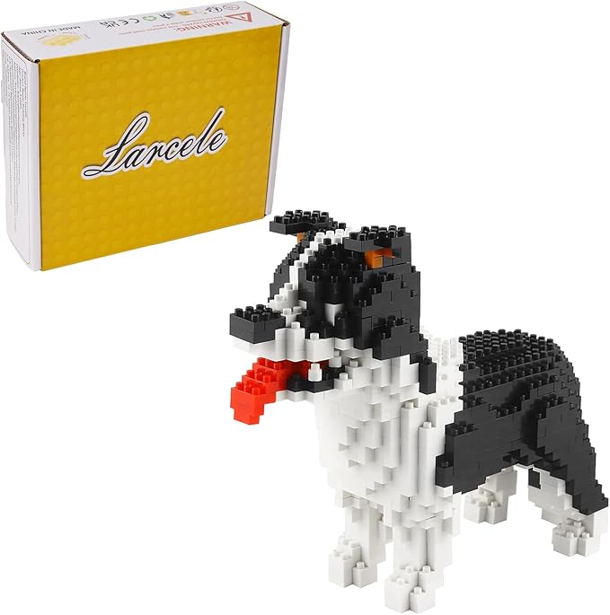 Larcele Micro Dog Building Blocks Set Pet Mini Building Toy Bricks Kit950 Pieces KLJM-02 (Border Collie)
