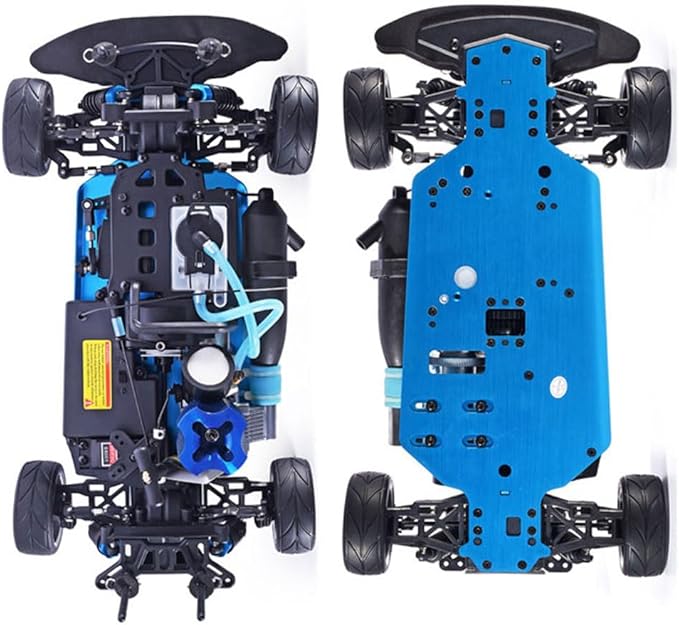 Nitro RC Cars 1/10 Two Speed Nitro Gas Power Car for Adults - Fast Drift 4WD 80KM/H Metal Chassis Gas Off Road Short Course Truck (Black)