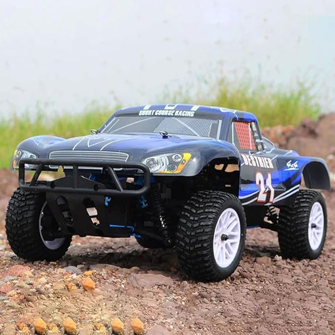 1/10 Nitro RC Truck for Adult Two Speed RC Car Rock Crawler 4WD Remote Control Car Nitro Gas Power Off Road Short Course Truck with Igniter Methanol Fuel RC Climbing Vehicle Buggy