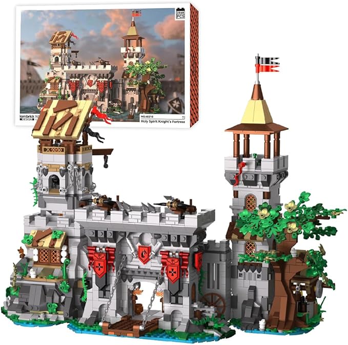 Medieval Lion Knight Castle Building SetViking Architecture Castle Modular Buildings Ideals Christmas Birthday Gift for History Enthusiasts Creative Gift for Adults and Teen(2554PCS)