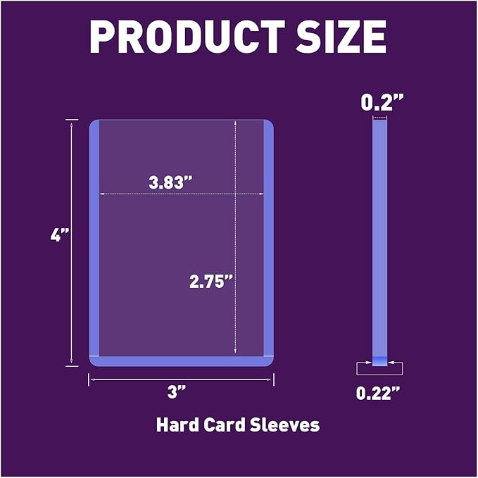 50ct 3X4 Card Sleeves Hard Plastic - 180pt Hard Card Sleeve Baseball Card Protectors Hard Plastic Premium Card Sleeves for Trading Cards Hard Card Holder for Sports Baseball Football Game Cards