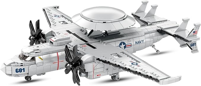 NUTCRACKER Military Airplane Building Set for Adult - E-2 Hawkeye Airborne Early Warning Aircraft Building Toy Fighter Jet Home Collection Model Christmas Birthday Gift for Men Boy 14+ (1144Pieces