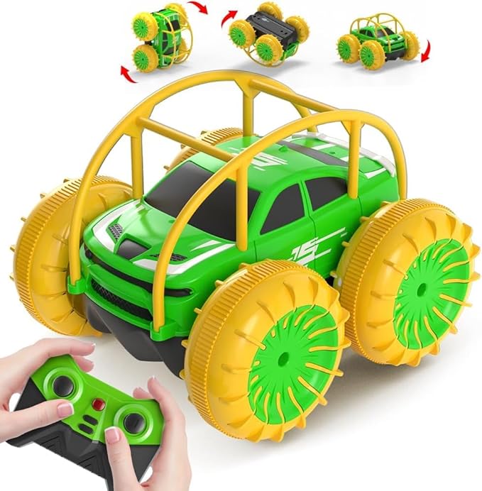 MaxTronic Amphibious Remote Control CarRechargeable RC Cars Toy 360° Flips Rotation Stunt Crawler 15KM/H 4WD All Terrain Outdoor Indoor Toy for Kids Boys Girls 3-12