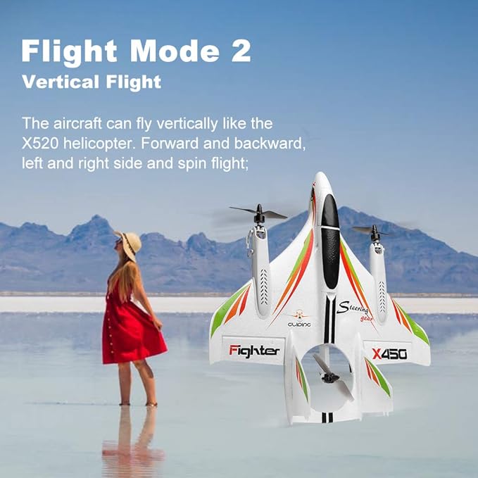 GoolRC WLtoys XK X450 RC Airplane 2.4G 6CH Glider Fixed Wing Aircraft 3 Flight Models Brushless Helicopter Vertical Takeoff Landing RTF for Adults