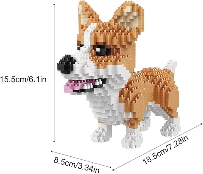 Mini Dog Building Blocks Pet Building Toy Bricks Micro Mini Blocks 3D Puzzle Building Blocks Set Toys Gifts for Kids or Adult (Corgi Dog Food 1380PCS)