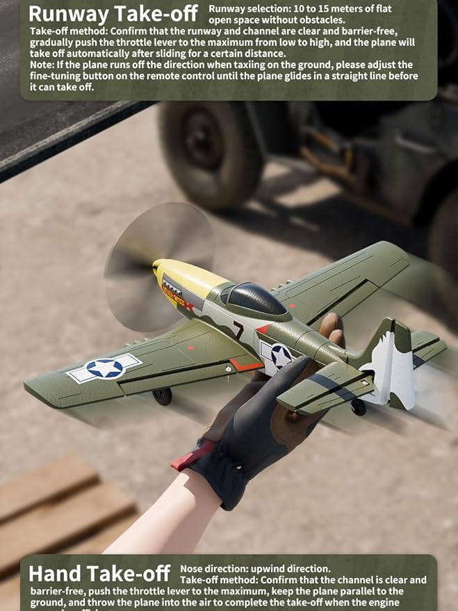 P51 RC Plane 4 Channel Remote Control Airplane with Aileron/Aerobatic/3Level FC/Gyro Stabilizer Easy Control for Boys Adults Beginners Best Mustang RC Airplane Fighter Glider Gift for Kids Youths 8-16