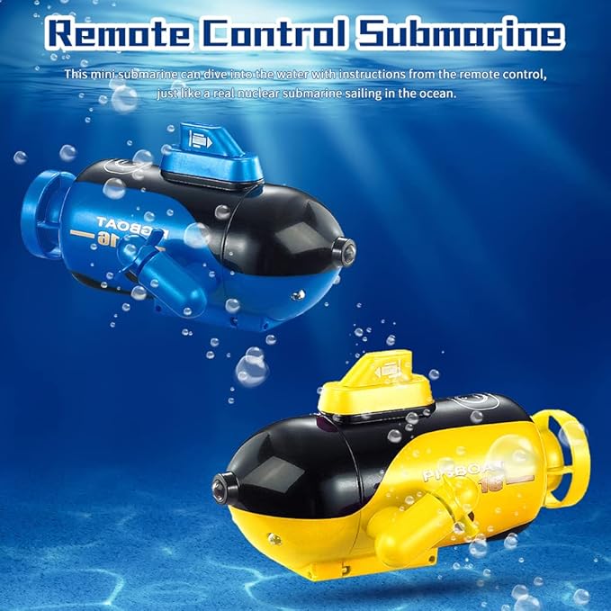 GoolRC Mini Remote Control Submarine RC Submarine Toy 4-Channel Remote Control Toy Forward/Diving Backward/Surfacing Left Turn Right Turn Yellow