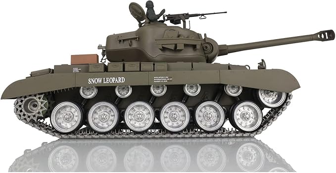 Heng Long US in Stock RC Tank 1/16 Customized 7.0 M26 Pershing RTR 3838 Idle Smoking Metal Tracks Wheels 360° Rotating Turret Infrared Combat Lifting Barrel Light Sound Airsoft Tank