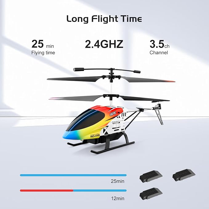 4DRC M5 RC Helicopter for Kids 3-12 and Beginners Remote Control Helicopter with Altitude Hold 2 Batteries with 30Mins FlightWhole Alloy Toy for Boys Girls Indoor Gift