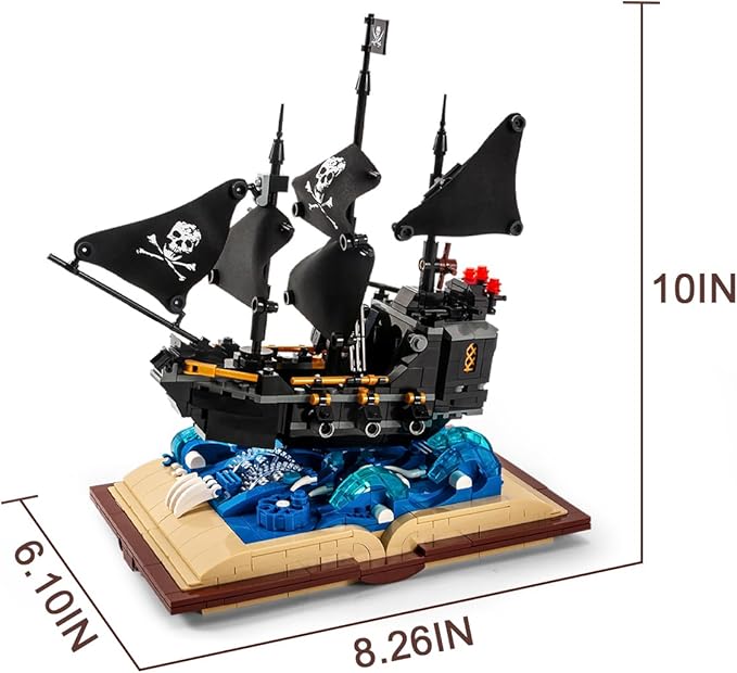 Black Pearl Ship Grimoire Book Building Blocks Toy SetGift for Adults and Kids (919pcs)
