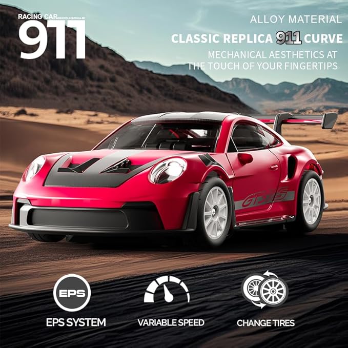 D43-01 1:43 Scale 2.4G Full Proportional 4WD Alloy RC Drift Car with Gyro System Silent Bearings Adjustable Speed &amp LED Lights for Adults High Speed Remote Control Racing Car