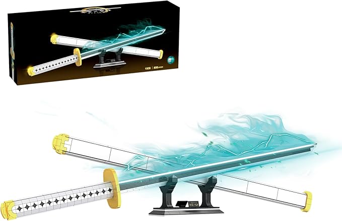 Anime Sword Building Set 806 Pieces White Katana Model with Scabbard &amp Stand 39 Inch Life Size Samurai Cosplay Prop Three-Sword Style Weapon Gift for Teens &amp Adults
