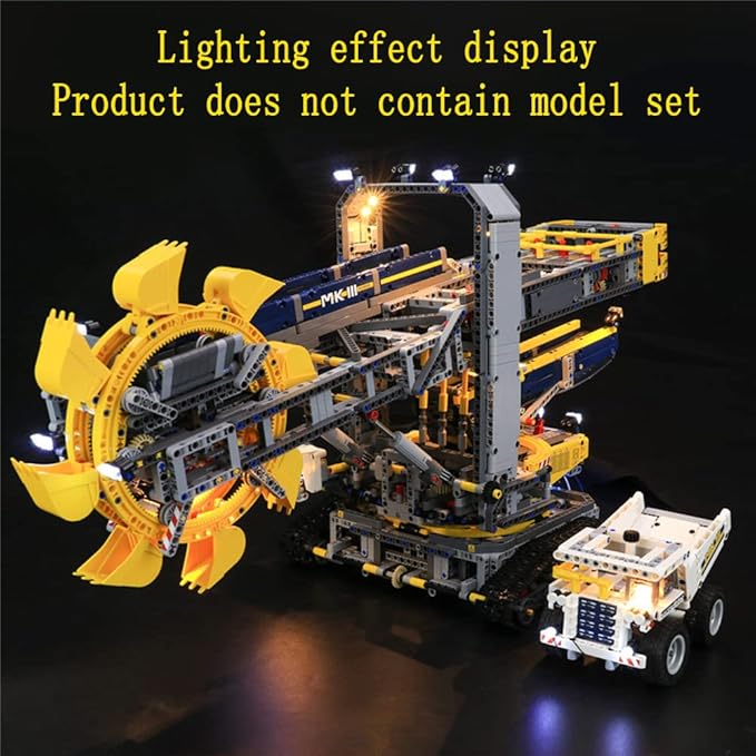LED Light Kit Compatible with Lego Bucket Wheel Excavator - Lighting Set for Technic 42055 Building Model (Model Set Not Included)