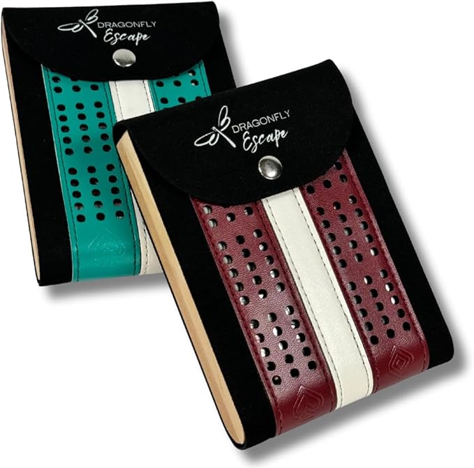 Travel Cribbage Game Board | Lightweight Portable Travel Cribbage Board Set | Travel Games for Adults (Wine &amp White)
