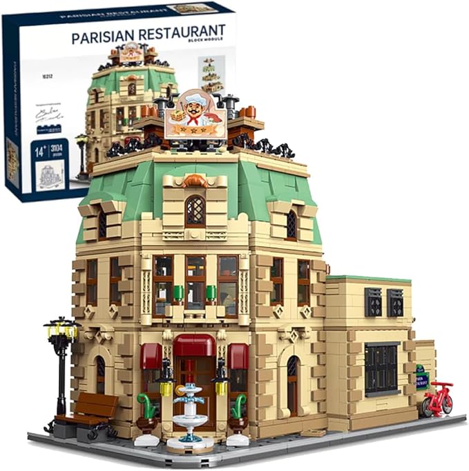 Restaurants in Paris Building Set with Lights Street Scene Series Building Blocks Set Modular Building Block Kit Home DecorGreat Gift for Teens and Adults 3104PCS