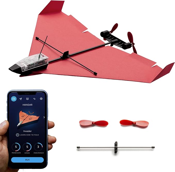 POWERUP 4.0 The Next-Generation Smartphone Controlled Paper Airplane Kit RC Controlled. Easy to Fly with Autopilot &amp Gyro Stabilizer. for Hobbyists Pilots Tinkerers.