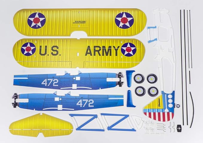 4CH Micro 450mm RC Foamy Indoor Outdoor Biplane Stearman PT-17 Kaydet (E2502)