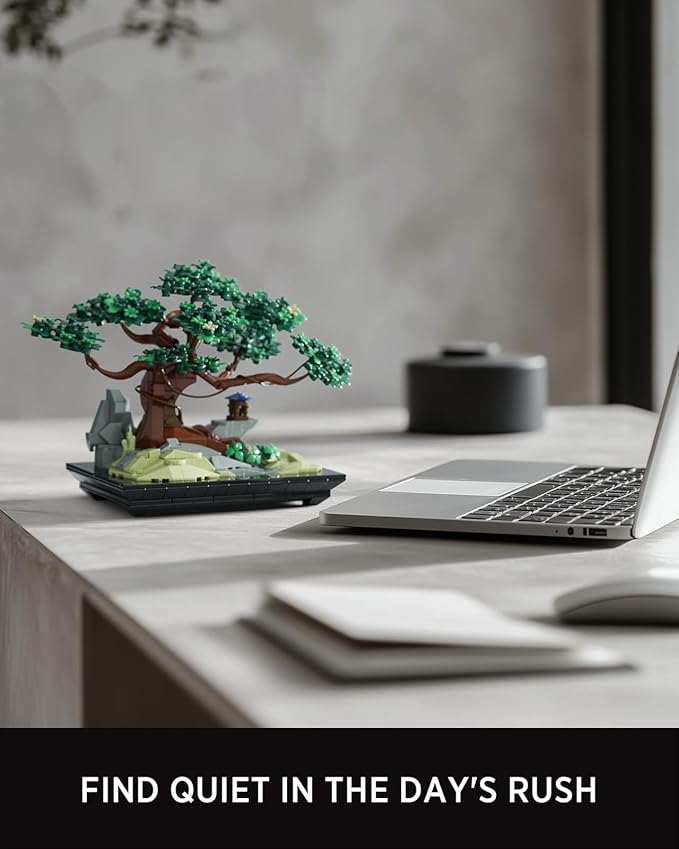 Nifeliz CHAN Bonsai Tree Building Set Artificial Plant Model Toy for Desk or Home Decor Peaceful Gift Idea for Adults and Nature Lovers (733 PCS NF10322)