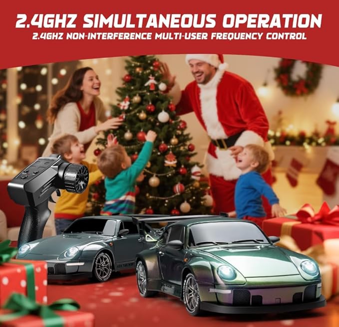 RC Drift Car 1:24 Scale Remote Control Vehicle with LED Lights 2.4GHz 20KM/H 4WD High Speed RC Cars Drifting Tires＆Two Batteries. (Gradient-Purple)