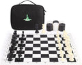 Travel Chess Set 20'' Silicone Chess Board-3.75'' King Height Plastic Piece Extra Queens &amp Storage Bag 2 in 1 Portable Chess &amp Checker Board Games for Teens and Adults