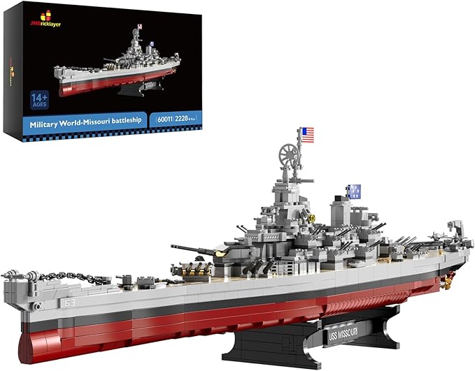 JMBricklayer Toy Battleship Building Set 60011 Classic Creative Military Missouri Battleship Model Collectible Display Warship Toys for Adults Christmas Birthday Gifts for 14+BoysTeens (2228 Pcs)
