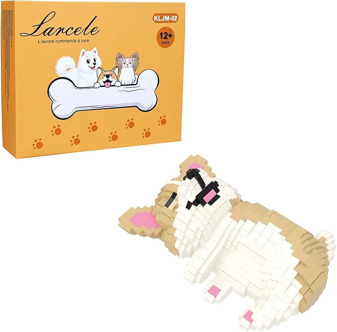 Larcele Micro Building Blocks Set DIY Mini Building Toy Bricks for Age Over 12 Years 1136 Pieces KLJM-02 (Welsh Corgi 2)