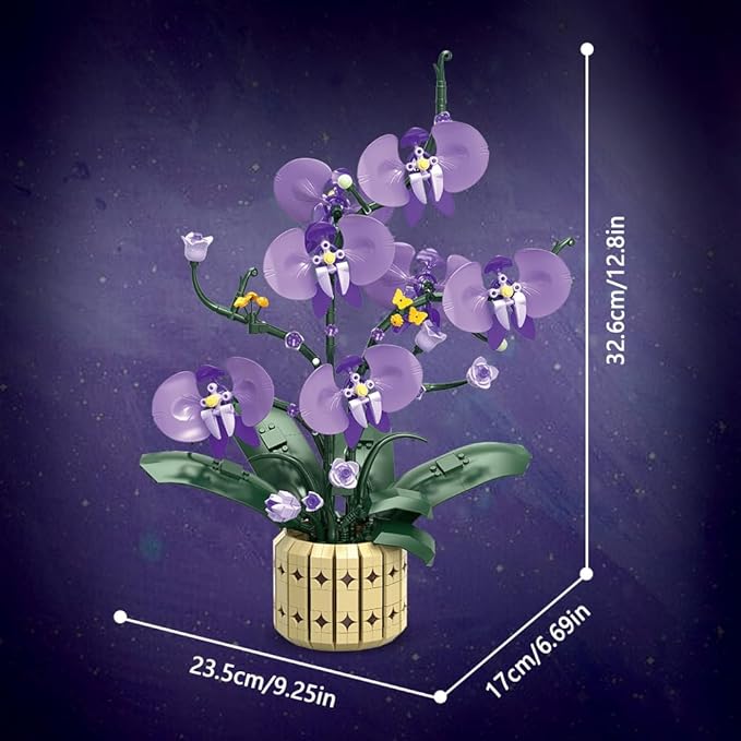 39119 Moth Orchids Building Blocks Flower Set 832 Pieces of Floral and Plant Series Block Sets Adult Creative Enthusiast Model Gifts and Unique Collectibles Can be Used for Room Decoration