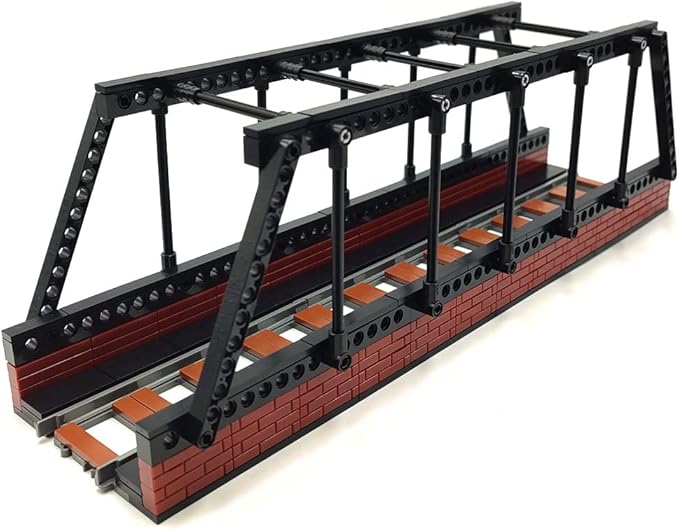 Classic Train Building Bridge City Passenger Express Train Tracks Toys Accessories Railroad Construction Building Block Compatible with Major Brand (Black Bridge)