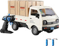 Remote Control Car RC Kei Truck1:16 Scale RC Transporter Pickup Truck 2.4GHz All Terrain RC Transport Cars with Spray &amp Light 2 Batteries (White)
