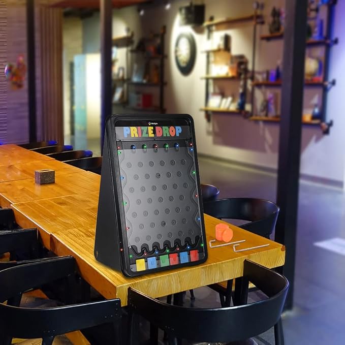 30x19 Prize Drop Plinko Board with Led Foldable Stand with 8 Playing Pucks Tabletop Penny Drop Game for Carnival Trade Show Live Stream Party