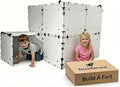 Cardboard Fort Building Kit – Giant Indoor Kids Fort Builder – Create Life Size Castles Tunnels &amp Mazes – Durable White Panels Reusable Connectors &amp Compact Storage Box – STEM Toy Ages 4+