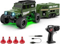 1:64 Scale Mini RC Crawler with Gyro Full Proportional RTR 2.4Ghz Remote Control Truck with RGB Lights (E89-Green)