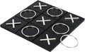 Tic Tac Toe Decor 10 x 10 Inch Wooden Black Wood Board with Gold/Silver X and O Pieces Modern Minimalist Coffee Table Decor for Living Room Office and Bookshelf Display (Silver)