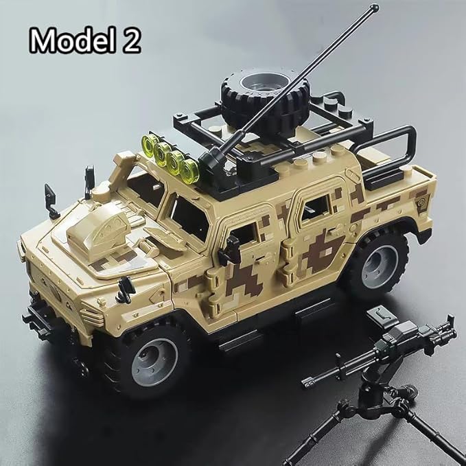 Military Vehicles Building Blocks Sets Compatible with Lego Military Armored Vehicle Set Army Model Kit STEM Toys for Boys Kids and Teens Ages 8-14 (Khaki)