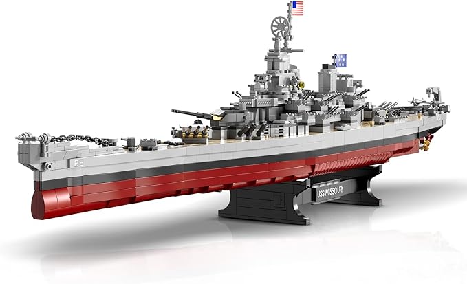 Missouri Battleship Building Kits for Adult Boys (2228 Pieces) - Large Military World-Class Missouri Battleship Model for Home Office Collection Birthday Gifts for Building Blocks Lover
